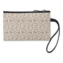 Gold over White Swirling Vines Pattern Coin Purses