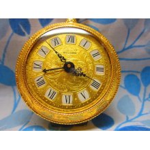 GOLD PLATED Solora 7 Jewel POCKET Watch With Alarm SERVICED