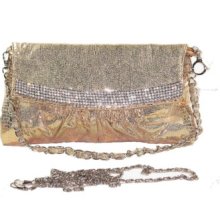 Gold Satin Evening Bag Clutch 3333