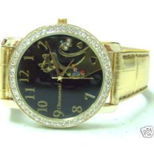 Gold Tone Ladies Mens Designer Cat Her Watches Kigxg