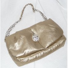 Golden beige lady purse / evening bag / 2 different straps