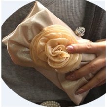 Graceful Gold with Silk Flower Evening Handbags