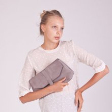 Gray Envelope Clutch, Leather Clutch, Pouch