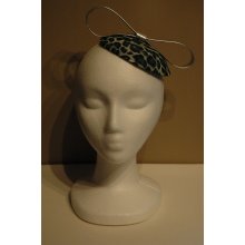 Green Leopard and Silver Bow Fascinator