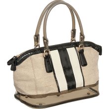 Grey & Black Melie Bianco Patent Trim ''Ruby'' Canvas Satchel