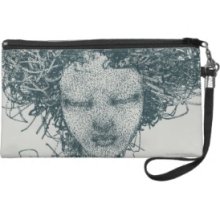 Grey-Dotted Head Wristlet Purse