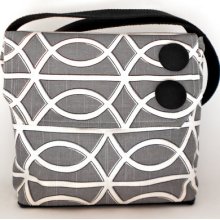 Grey White with Black Small Shoulder Bag Crossover Bag Sling Bag