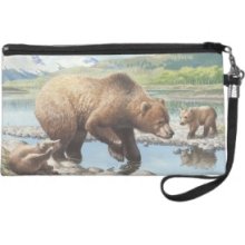 Grizzly Bear Chuck Ripper Wristlet Purses