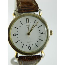 Guess Classic Men's Watch /brown Leather Band /retro