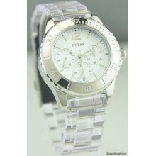 Guess Clear Plastic Classic Ladies Watch Silver U10079l1 Usa