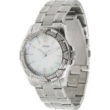 Guess Watch U95130l1 Silver Tone Crystal Swarovski Ladies Bracelet Mop Dial