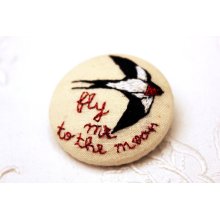 Hand embroidered swallow brooch