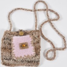 Hand Knit and Felted Brown Shoulder Bag Purse - Amber Rose