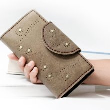 Hand Stitched Leather Clutch in Grayish Brown