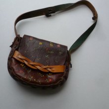 Hand Tooled Leather Purse - Vintage 1970's Brown Leather Handbag - Womens Brown Leather Bag With Flower Pattern