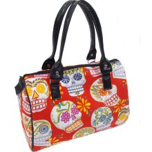 Handbag Doctor bag Satchel Style Sugar Skulls Latino Cultural Day of the Dead Alexander Henry Fabric Cotton Fabric Bag Purse, new, rare