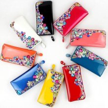 Handmake Candy Color Patent Leather Zipper Clutch Bag Handbags Purse Bb01