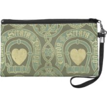 Heart motif ecclesiastical wallpaper design Wristlet Clutch