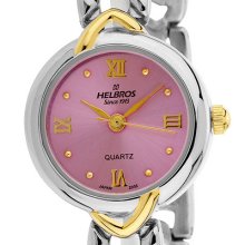 Helbros Ladies Watch Bracelet Style Two Tone with Pink Dial. - Stainless Steel - Multi-color