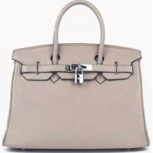 Hermes Birkin 40 cm clemence leather bag light gray sliver