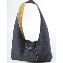 Hobo Bag. Large Black Yellow Fabric Everyday Teen Girls Shoulder Bag Women Tote Bag.