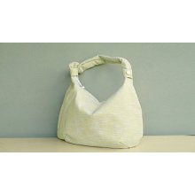 Hobo Bag Shoulderbag with Zipper in Textured Pear - Light Green Yellow (no5)