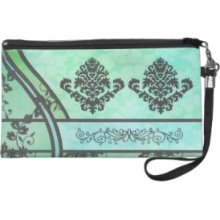 Hollywood Nights: Trendy Aged Aqua Wristlet Purse