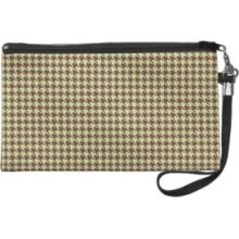 Houndstooth Mint and Brown Wristlet Purses