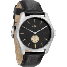 House of Marley Mens Fluid Analog Stainless Watch - Black Leather Strap - Black Dial - WM-FA002-IO