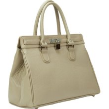 Hs 5097 Ofelia Tp Grainy Leather Taupe Beige Versatile Large Tote