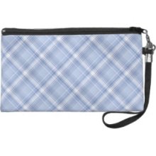 Icy Blue Plaid Wristlet