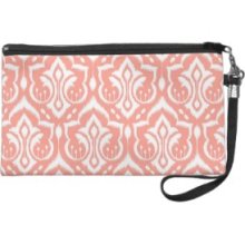 Ikat Damask - Peach Wristlet