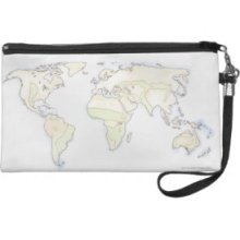 Illustrated World Map 2 Wristlet Purse