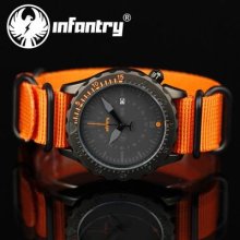 Infantry Date Display Analogue Mens Wrist Watch Outdoor Sport Army G10 Nylon