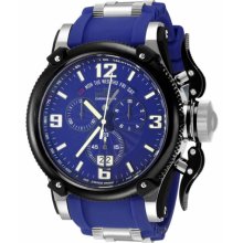 Invicta Men's Russian Diver Wing Slat Edition Chronograph Blue Tone Dial Rubber Bracelet Day and Date Displays 12440