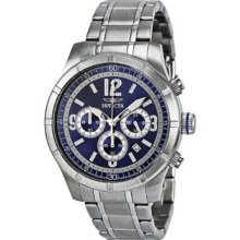 Invicta Men's Stainless Steel Case and Bracelet Chronograph Blue Tone Dial Date Display 11372