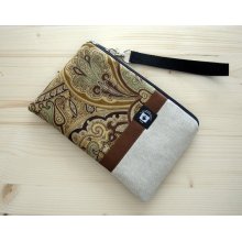 iPad Mini Case Cover, Kindle Case Wristlet, Padded Zipper Pouch, Chestnut Brown Paisley