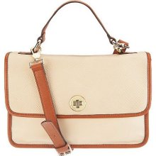 Isaac Mizrahi Live Bridgehampton Leather Crossbody Bag - Cream - One Size