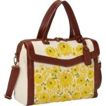 Isabella Fiore Lux Linen Floral Satchel Natural - Isabella Fiore Designer Handbags