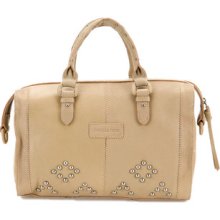 Isabella Fiore Tan Tribal Studded Tahlia Satchel Bag ,$375,new Beige, Stunning