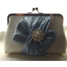 Ivory Blue Bridal Clutch / Wedding Clutch / Bridesmaids Gift / Chloe