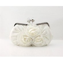 Ivory Chinese Women's Satin Rhinestone Handbag Clutch Wedding/evening Bag