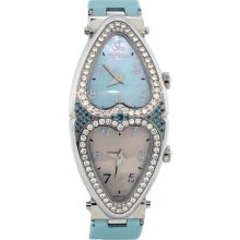 Jacob & Co. Ladies Swiss Blue Heart To Heart Two Time Zone Diamond Watch 1.48ct