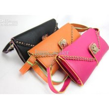 Jade Fox Handbags Lady Clutch Bags Pink Black Orange Pu 2pcs Lot 110