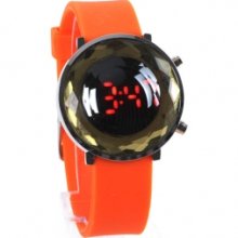 Jelly Digital Mirror Unisex Silicone Sports Candy Led Watches - Orange