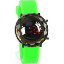 Jelly Digital Mirror Unisex Silicone Sports Candy Led Watches - Green