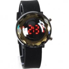 Jelly Digital Mirror Unisex Silicone Sports Candy Led Watches - Black