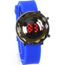 Jelly Digital Mirror Unisex Silicone Sports Candy Led Watches - Deep Blue