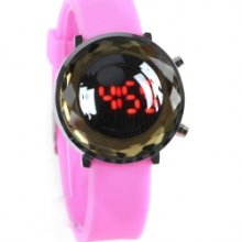 Jelly Digital Mirror Unisex Silicone Sports Candy Led Watches - Pink