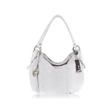 JENRIGO Italian Designer Python Embossed White Leather Hobo Bag